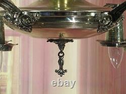 Antique Vintage Chandelier Brass 4 Light Pan Entièrement Poli Et Refilé