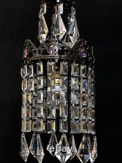Antique Vintage Crystal Chandelier Lighting Laiton Ceiling Pendentif Fixation
