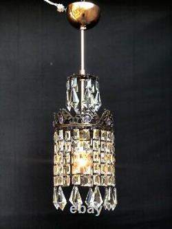 Antique Vintage Crystal Chandelier Lighting Laiton Ceiling Pendentif Fixation