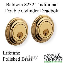 Baldwin 8232 Serrure à double cylindre traditionnelle en laiton poli à vie