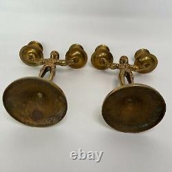 Bougeoirs de Shabbath en laiton Pologne Rare Antique