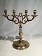 Chandelier Judaica En Laiton Antique Du 19ème Siècle Pouvant Contenir 4 Bougeoirs