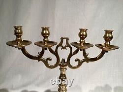 Chandelier Judaica en laiton antique du 19ème siècle pouvant contenir 4 bougeoirs