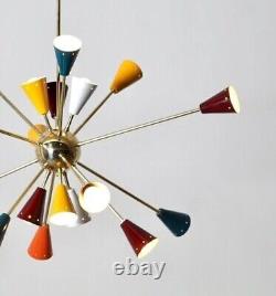 Chandelier Sputnik multicolore de grand format du milieu du siècle Stilnovo Light