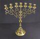 Chandelier En Laiton Antique Menorah Avec Branches Rotatives Judaica Pologne