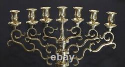 Chandelier en laiton antique MENORAH avec branches rotatives Judaica Pologne