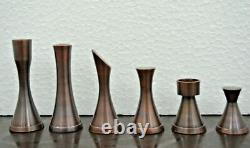 Ensemble de pièces d'échecs en laiton de 3,5 pouces avec finition en acier brossé - Argent mat et poli antique.