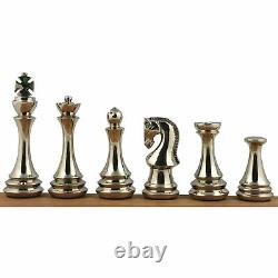 Ensemble de pièces d'échecs en laiton russe Zagreb Vintage 4.4 Argenté et poli antique.