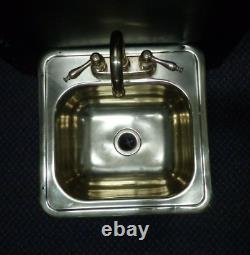 Évier en laiton antique carré/rectangle avec matériel de robinetterie complet JAMECO
