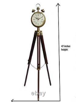Horloge De Cloche De Trépied Poli En Laiton Antique