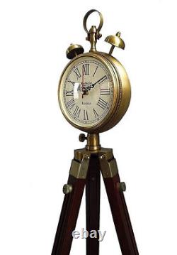 Horloge cloche trépied en laiton antique poli