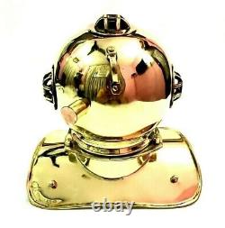 Horloge de casque de plongée de plongeurs en laiton antique fait main poli pour la maison ou le bureau nautique