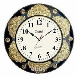 Horloge élégante antique balayage silencieux en laiton poli avec boîtier noir 18 pouces, or, 12 pouces.
