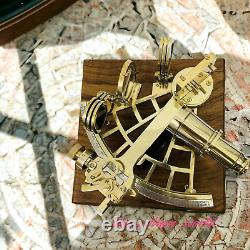 Laiton antique poli 10 Sextant Marine Astrolabe de collection de navire avec boîte
