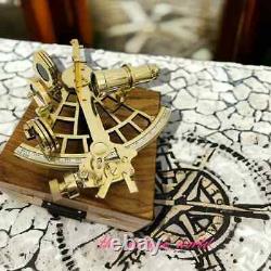 Laiton antique poli 10 Sextant Marine Collectible Ship Astrolabe Avec Boîte