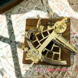 Laiton antique poli 10 Sextant Marine Collectible Ship Astrolabe Avec Boîte