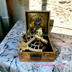 Laiton antique poli 10 sextant marine collection navire astrolabe avec boîte