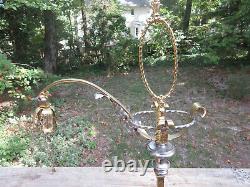 Lampadaire Art Nouveau Art Déco Antique Très Poli En Laiton Aladin