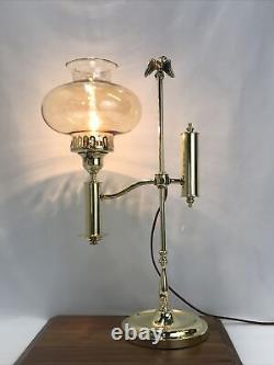 Lampe D'élève Ajustable En Laiton Massif Restauré Eagle Finial Victorian Deco