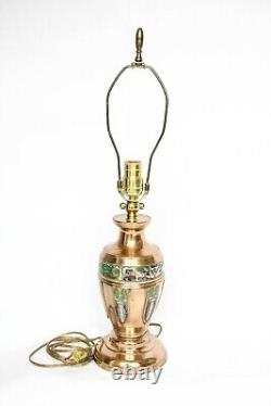 Lampe de table magnifique en laiton antique avec Cloisonné poli et laqué