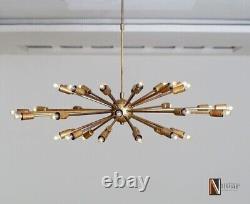 Lustre Sputnik du milieu du siècle avec 36 bras en laiton moderne, luminaire Stilnovo