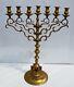 Menorah Antique En Laiton Polonais Avec Bras Rotatifs à 7 Branches Des Années 1890 Pour Hanoukka.