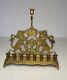 Menorah En Laiton Massif Poli Antique 9 Supports 2 Lions De Juda Design Banc Des Années 1920