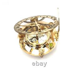 Nautical Brass Vintage Sundial Compass 5 Maritime Antique Laiton Poli Finition