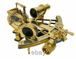 Navigation au sextant nautique en laiton antique, instrument fonctionnel et original