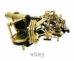 Navigation au sextant nautique en laiton antique, instrument fonctionnel et original