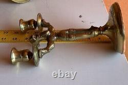 Paire de chandeliers de Shabbat en laiton massif Pologne Antique Vintage Bougeoirs