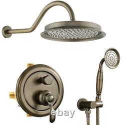 Robinet de douche en laiton antique - Ensemble complet de robinets de douche en laiton antique de 9 pouces montés au mur