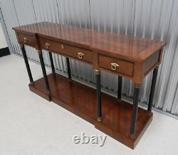 Table console en bois de placage burlé ébénisé de style Biedermeier néoclassique du XIXe siècle