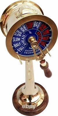 Télégraphe de moteur de navire antique poli en laiton - Décoration de salle nautique - Cadeau de télégraphe