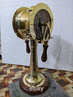 Télégraphe de navire en laiton antique fonctionnant avec cloche polie de 14'' pour salle des machines marine