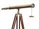 Télescope En Laiton Ancien Avec Trépied Réglable Support D'objet De Collection Nautique
