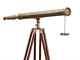 Télescope En Laiton Antique Avec Trépied Réglable Support Collectible De Collection Maritime