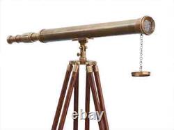 Télescope en laiton antique avec trépied réglable Support collectible de collection maritime