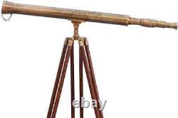 Télescope en laiton antique avec trépied réglable Support collectible de collection maritime