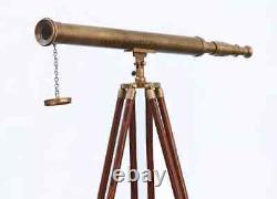 Télescope en laiton antique avec trépied réglable Support collectible de collection maritime