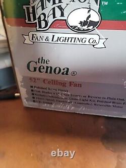 VENTILATEUR DE PLAFOND VINTAGE HAMPTON BAY THE GENOA 52 EN LAITON POLI NEUF DE VIEILLES RÉSERVES (NOS)